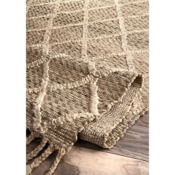 Kirklands Home Diamond Helen Woven Jute Tassel Area Rug, 8x10 Tan Online