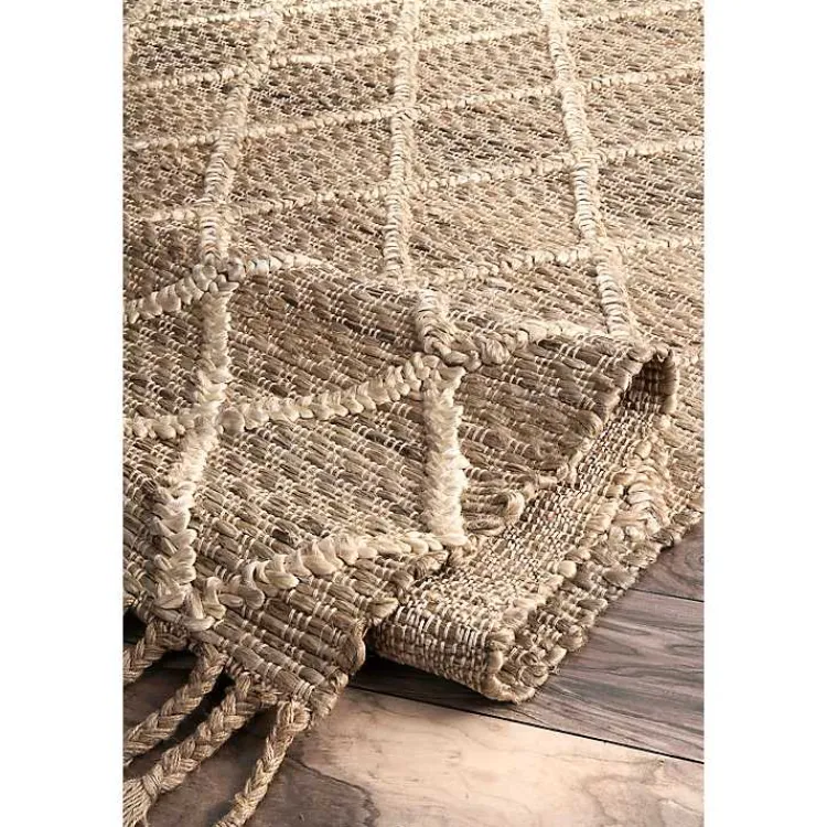 Kirklands Home Diamond Helen Woven Jute Tassel Area Rug, 8x10 Tan Online