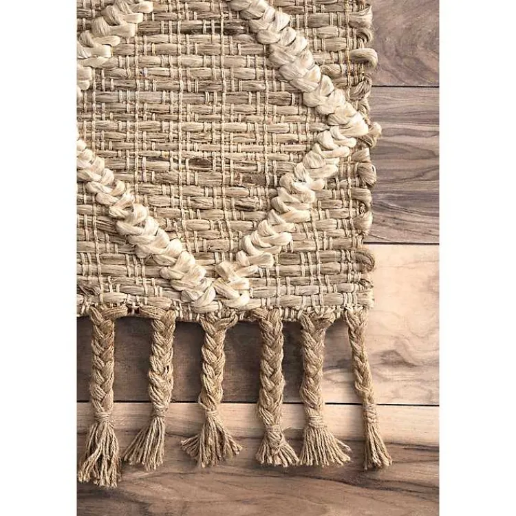 Kirklands Home Diamond Helen Woven Jute Tassel Area Rug, 8x10 Tan Online