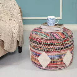 Poufs & Floor Cushions>Kirklands Home Diamond Tufted Chindi Pouf Multi