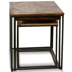 Kirklands Home Diamond Wood Top Nesting Accent Tables, Set of 3 Brown Best