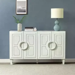 Kirklands Home Dietrich Wood 4-Door Sideboard White Hot
