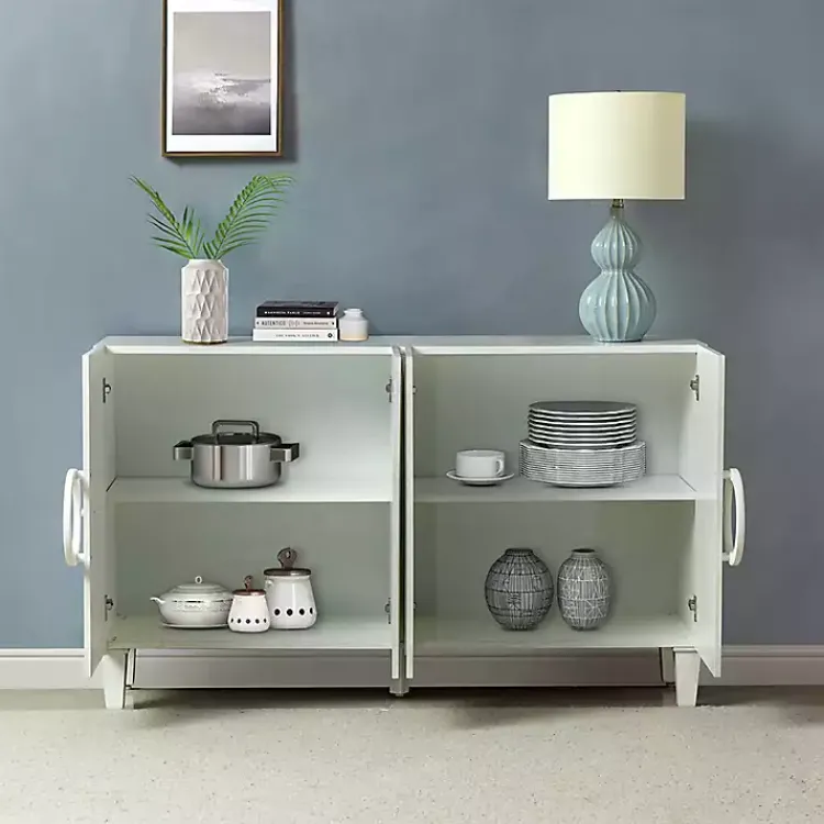 Kirklands Home Dietrich Wood 4-Door Sideboard White Hot