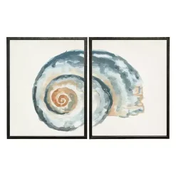 Kirklands Home Diptych Shell Framed Art Print, Set of 2 Blue Hot