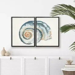 Kirklands Home Diptych Shell Framed Art Print, Set of 2 Blue Hot