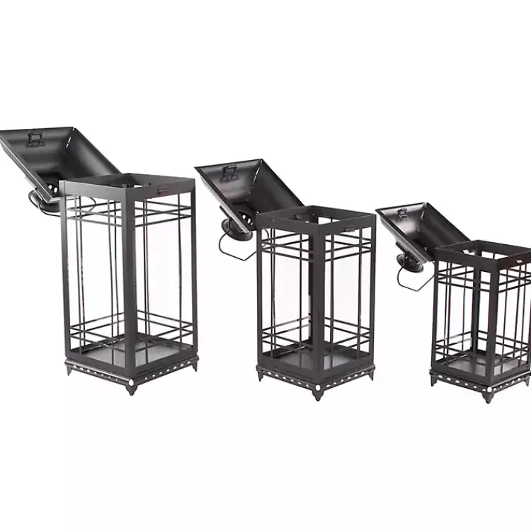 Lanterns>Kirklands Home Distressed Metal Lanterns, Set of 3 Black