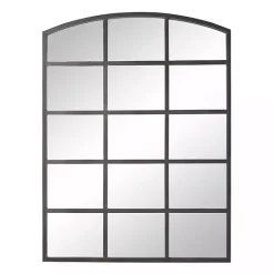 Kirklands Home Distressed Metal Windowpane Arched Mirror Black Sale