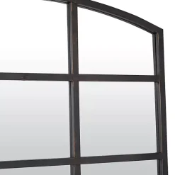 Kirklands Home Distressed Metal Windowpane Arched Mirror Black Sale