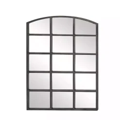 Kirklands Home Distressed Metal Windowpane Arched Mirror Black Sale