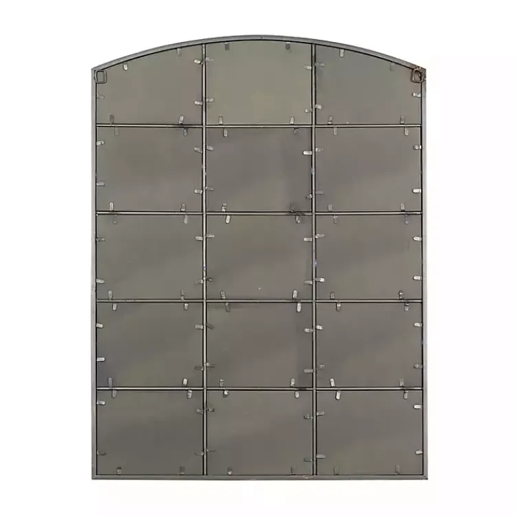 Kirklands Home Distressed Metal Windowpane Arched Mirror Black Sale