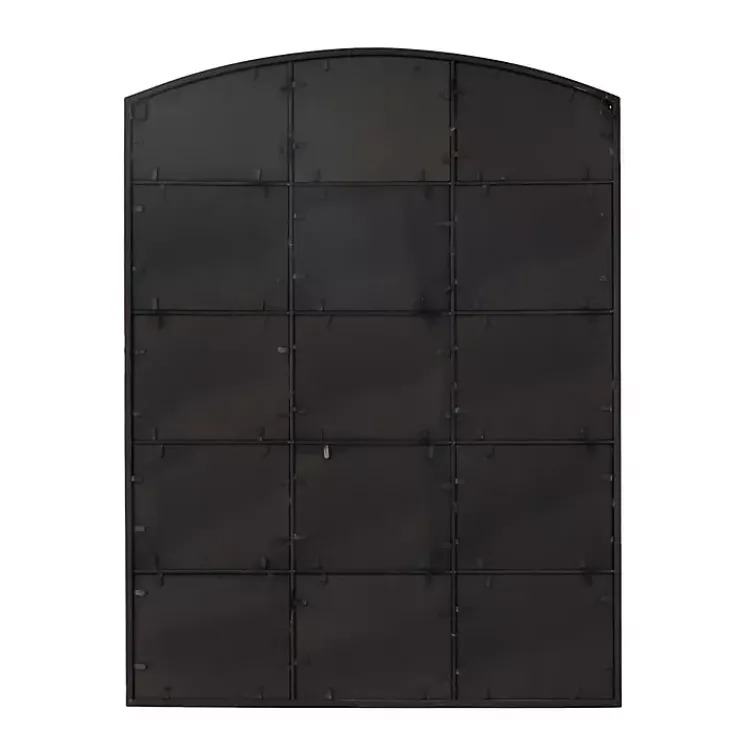 Kirklands Home Distressed Metal Windowpane Arched Mirror Black Sale