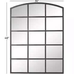 Kirklands Home Distressed Metal Windowpane Arched Mirror Black Sale