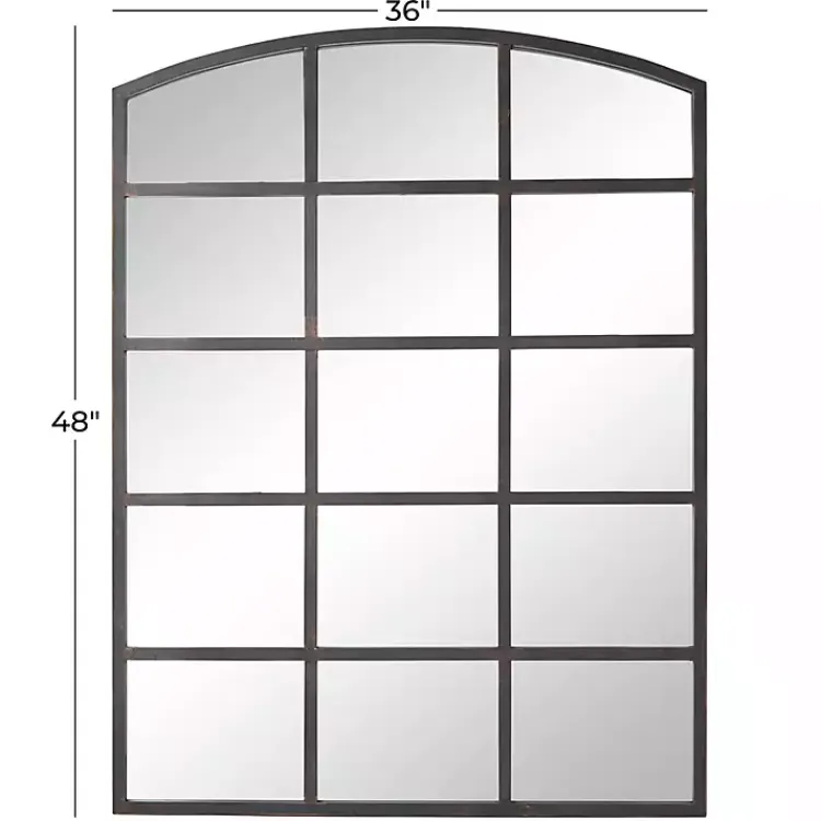 Kirklands Home Distressed Metal Windowpane Arched Mirror Black Sale