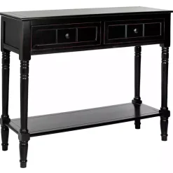Kirklands Home Distressed Wood 2-Drawer Console Table Black Clearance