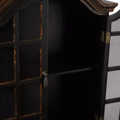 Kirklands Home Distressed Black Wood Wall Cabinet Clearance