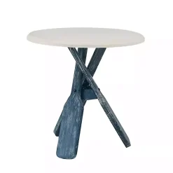 Kirklands Home Distressed Blue Oars Coastal Accent Table White Sale
