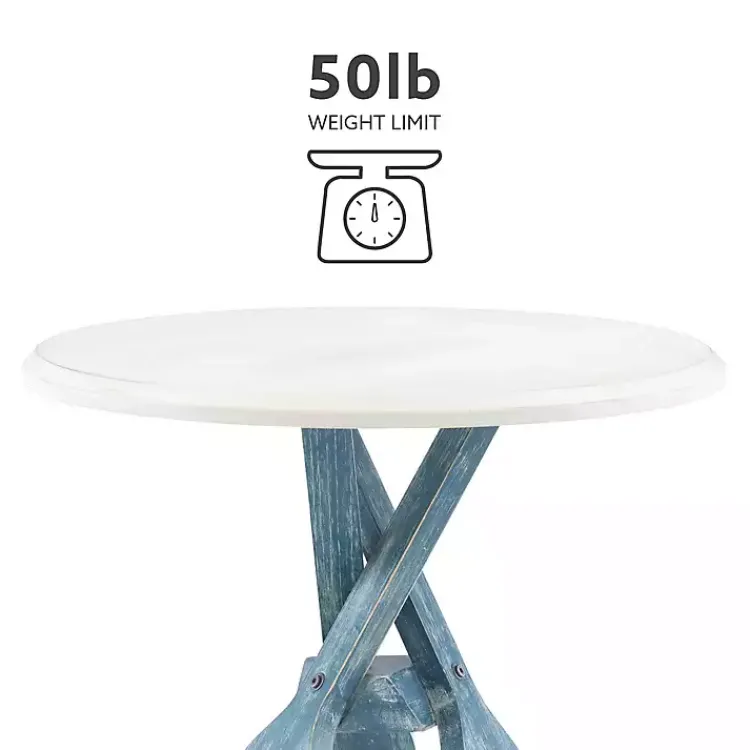 Kirklands Home Distressed Blue Oars Coastal Accent Table White Sale