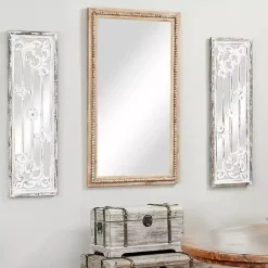 Kirklands Home Distressed Brown Beaded Wall Mirror New