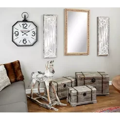 Kirklands Home Distressed Brown Beaded Wall Mirror New