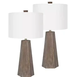 Kirklands Home Distressed Brown Hexagonal Table Lamps, Set of 2 White Best