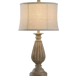 Kirklands Home Distressed Brown Spindle Table Lamp Tan Hot