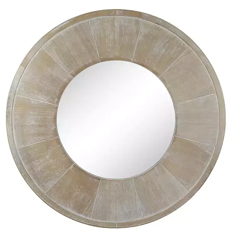Kirklands Home Distressed Wood Planked Frame Wall Mirror Brown
