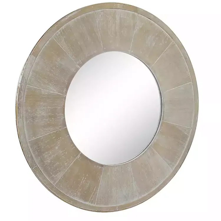 Kirklands Home Distressed Wood Planked Frame Wall Mirror Brown