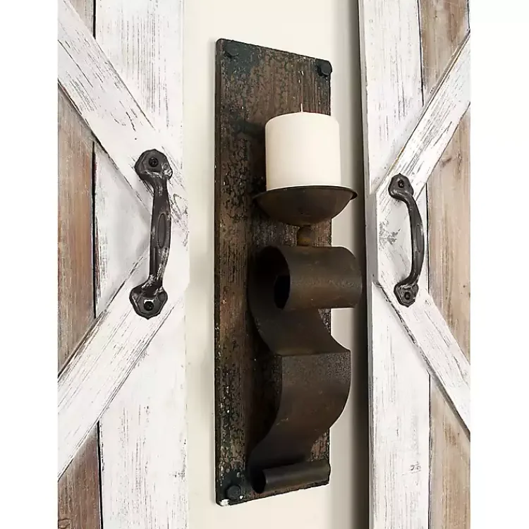 Sconces>Kirklands Home Distressed Brown Wood Wall Sconces, Set of 2