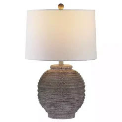 Kirklands Home Distressed Charcoal Textured Resin Table Lamp White Best