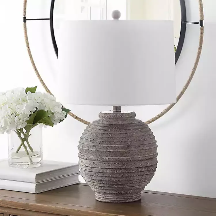 Kirklands Home Distressed Charcoal Textured Resin Table Lamp White Best