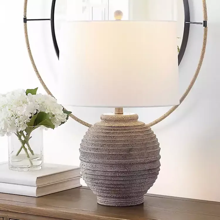 Kirklands Home Distressed Charcoal Textured Resin Table Lamp White Best