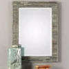 Kirklands Home Distressed Charcoal Wooden Wall Mirror Clearance