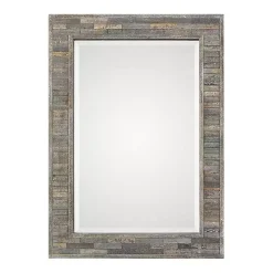 Kirklands Home Distressed Charcoal Wooden Wall Mirror Clearance
