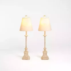 Kirklands Home Distressed Cream Buffet Lamps, Set of 2 Tan New