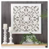 Kirklands Home Distressed Cream Carved Floral Medallion Mirror Discount