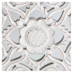 Kirklands Home Distressed Cream Carved Floral Medallion Mirror Discount