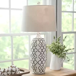 Kirklands Home Distressed Cream Lilly Table Lamp Tan Outlet