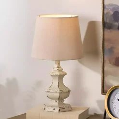 Kirklands Home Distressed Cream Sculpted Urn Table Lamp Tan Outlet