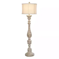 Kirklands Home Distressed Cream Spindle Floor Lamp Ivory Online