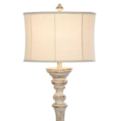 Kirklands Home Distressed Cream Spindle Floor Lamp Ivory Online