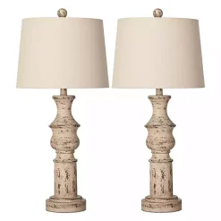 Kirklands Home Distressed Cream Table Lamps, Set of 2 Tan Discount