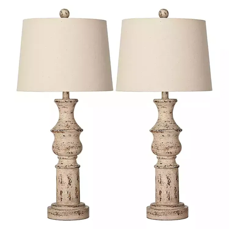 Kirklands Home Distressed Cream Table Lamps, Set of 2 Tan Discount