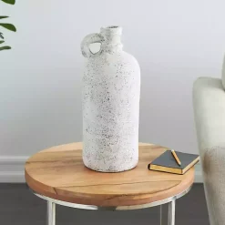 Vases>Kirklands Home Distressed Cream Terracotta Jug Vase White