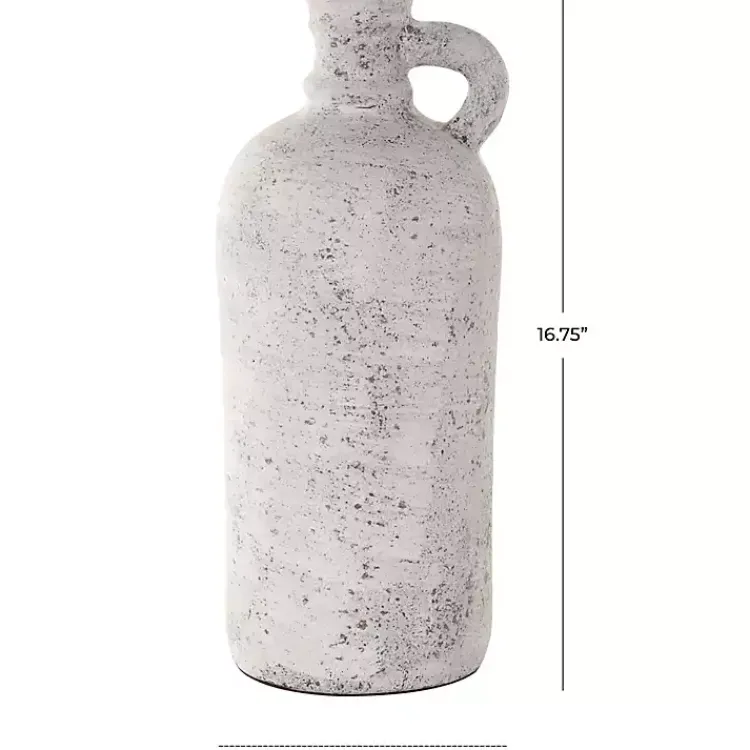 Vases>Kirklands Home Distressed Cream Terracotta Jug Vase White