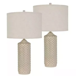 Kirklands Home Distressed Cream Textured Table Lamps, Set of 2 Tan Online