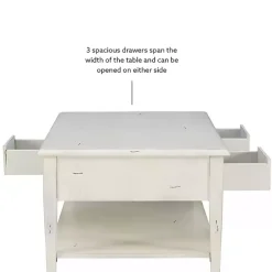 Kirklands Home Distressed Cream Wood 3-Drawer Coffee Table Ivory Sale