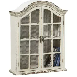 Kirklands Home Distressed Cream Wood Wall Cabinet