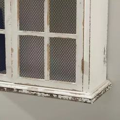 Kirklands Home Distressed Cream Wood Wall Cabinet