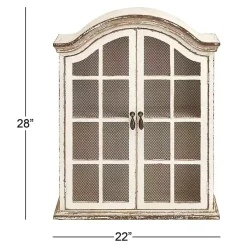 Kirklands Home Distressed Cream Wood Wall Cabinet