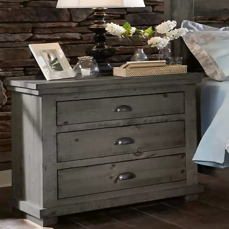 Kirklands Home Distressed Dark Wooden Willow Nightstand Gray Sale